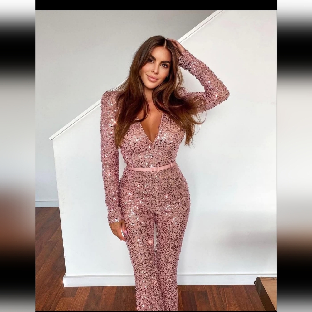 NADINE MERABI Glittering Rose Jumpsuit